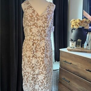 Floral Lace Midi Dress in Cream